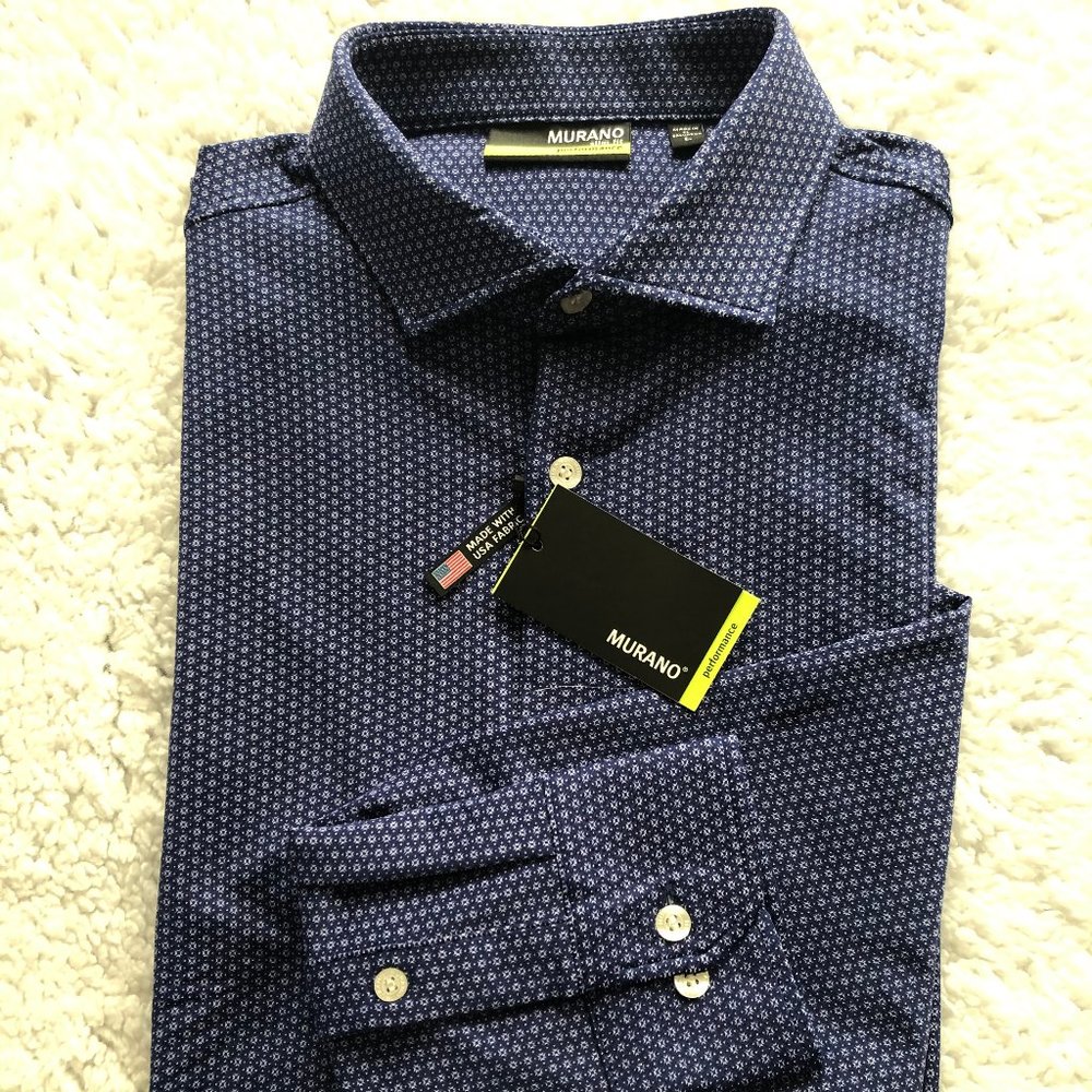 Murano Blue Performance Slim Fit  Mens Shirt